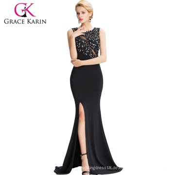 Grace Karin 2016 Ärmelloses High-Split Schwarzes Elegantes Abendkleid 8 Größe US 2 ~ 16 GK000043